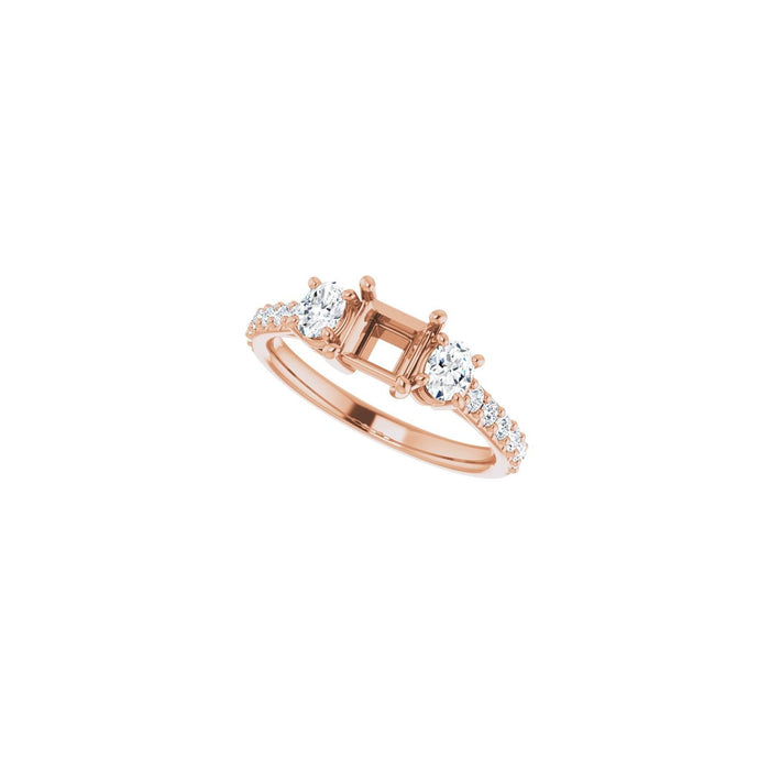 14K Rose Gold 4.5x4.5 mm Square 1/2 CTW Lab-Grown Diamond Semi-Set Engagement Ring