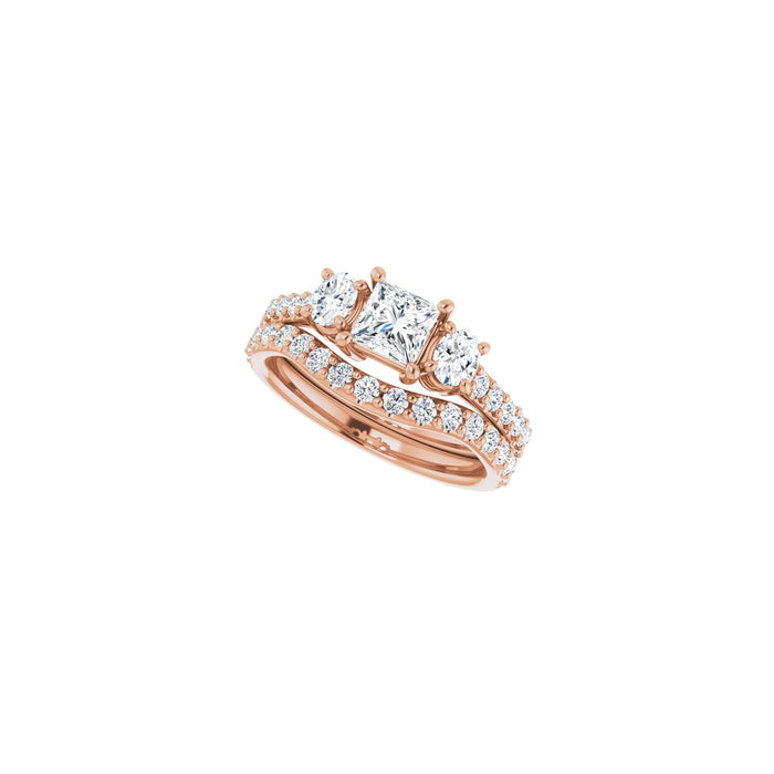 14K Rose Gold 4.5x4.5 mm Square 1/2 CTW Lab-Grown Diamond Semi-Set Engagement Ring