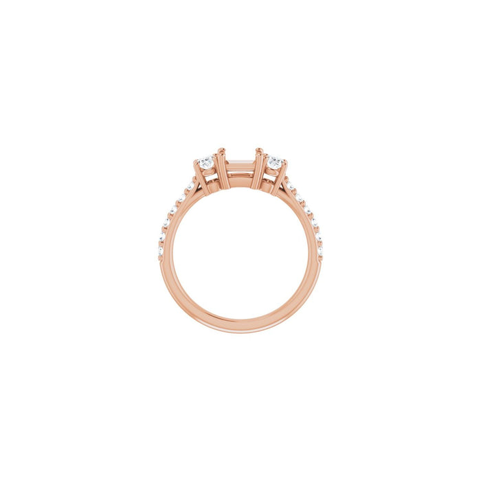 14K Rose Gold 4.5x4.5 mm Square 1/2 CTW Lab-Grown Diamond Semi-Set Engagement Ring