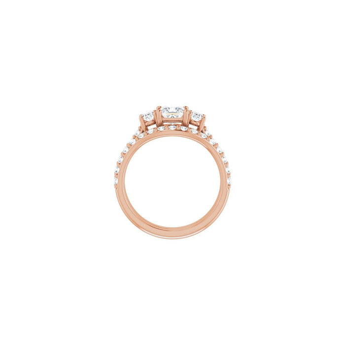 14K Rose Gold 4.5x4.5 mm Square 1/2 CTW Lab-Grown Diamond Semi-Set Engagement Ring