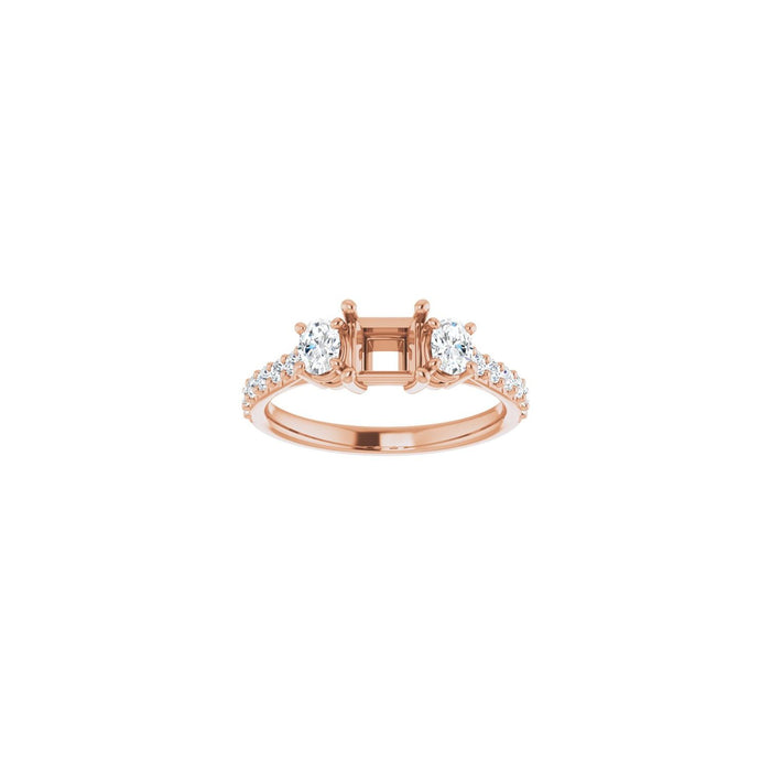 14K Rose Gold 4.5x4.5 mm Square 1/2 CTW Lab-Grown Diamond Semi-Set Engagement Ring