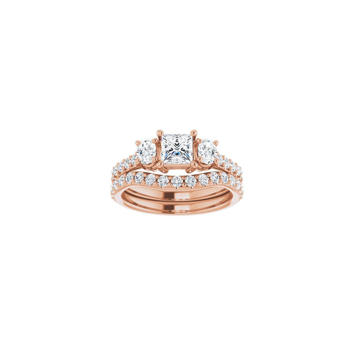 14K Rose Gold 4.5x4.5 mm Square 1/2 CTW Lab-Grown Diamond Semi-Set Engagement Ring