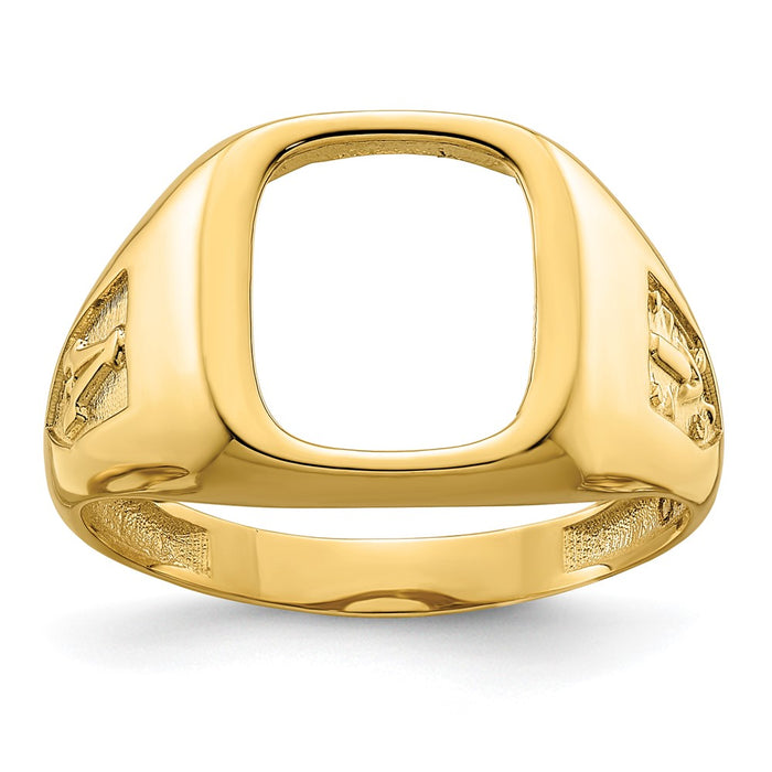 10k Men's Polished and Textured Masonic Ring Mounting (10X24B)