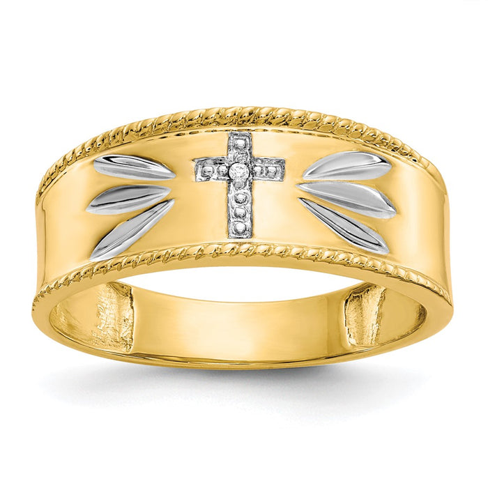 14k Men's with Rhodium Cross Wedding Ring Mounting (X74B)
