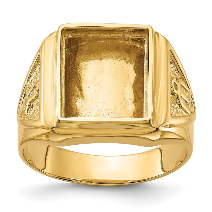10k Men's Polished and Textured Masonic Ring Mounting (10Y1576)