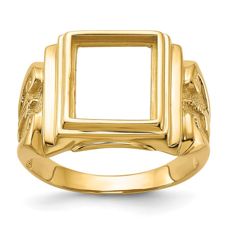 10k Men's Polished and Textured Masonic Ring Mounting (10Y1593)