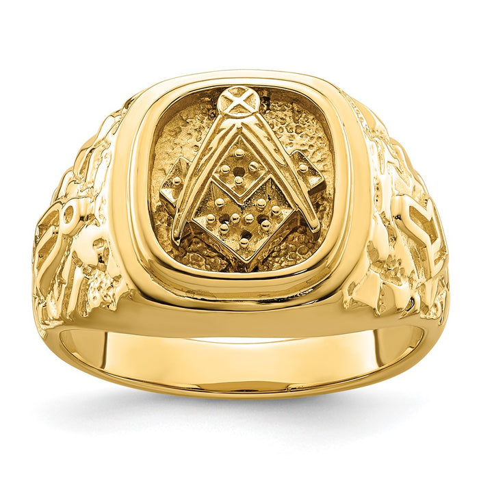 10k Polished and Nugget Texture Masonic Ring Mounting (10Y4035)