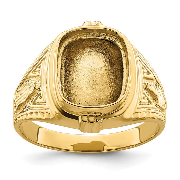 10k Men's Polished and Textured Masonic Ring Mounting (10Y4078)