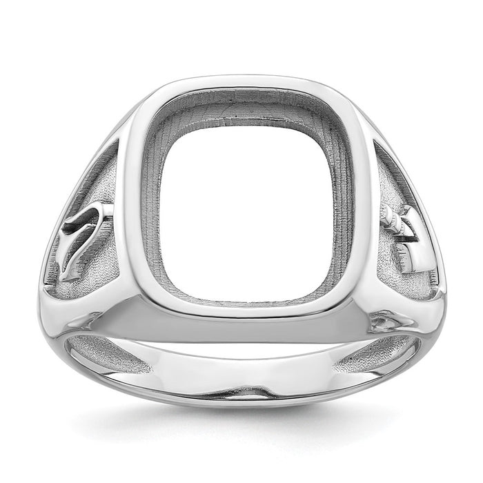 10k White Gold Men's Polished and Textured Masonic Ring Mounting (10Y4085)