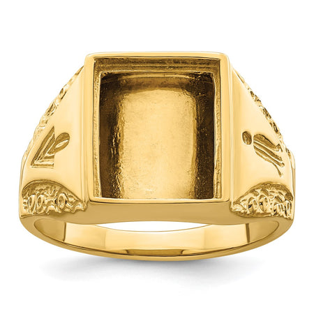 10k Men's Polished and Textured Masonic Ring Mounting (10Y4094)
