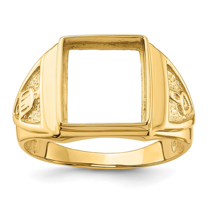 10k Men's Polished and Textured Masonic Ring Mounting (10Y4098)