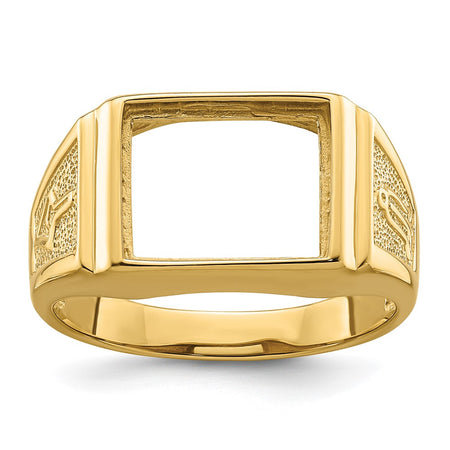 10k Men's Polished and Textured Masonic Ring Mounting (10Y4108)