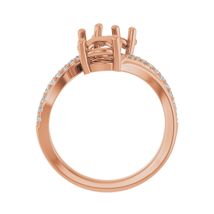 14K Rose Gold 6.5 mm Round 1/6  CTW Lab-Grown Diamond Semi-Set Engagement Ring
