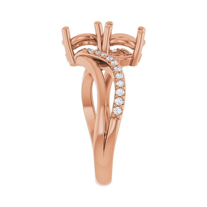 14K Rose Gold 6.5 mm Round 1/6  CTW Lab-Grown Diamond Semi-Set Engagement Ring