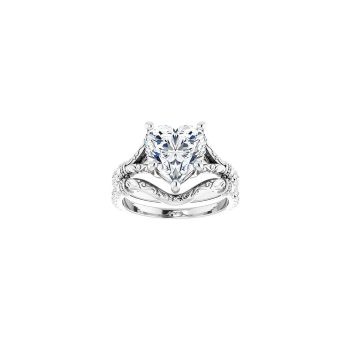 Platinum 9x9 mm Heart 1/6 CTW Lab-Grown Diamond Semi-Set Engagement Ring