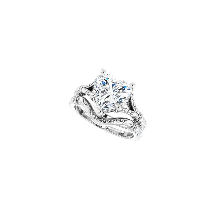 Platinum 9x9 mm Heart 1/6 CTW Lab-Grown Diamond Semi-Set Engagement Ring