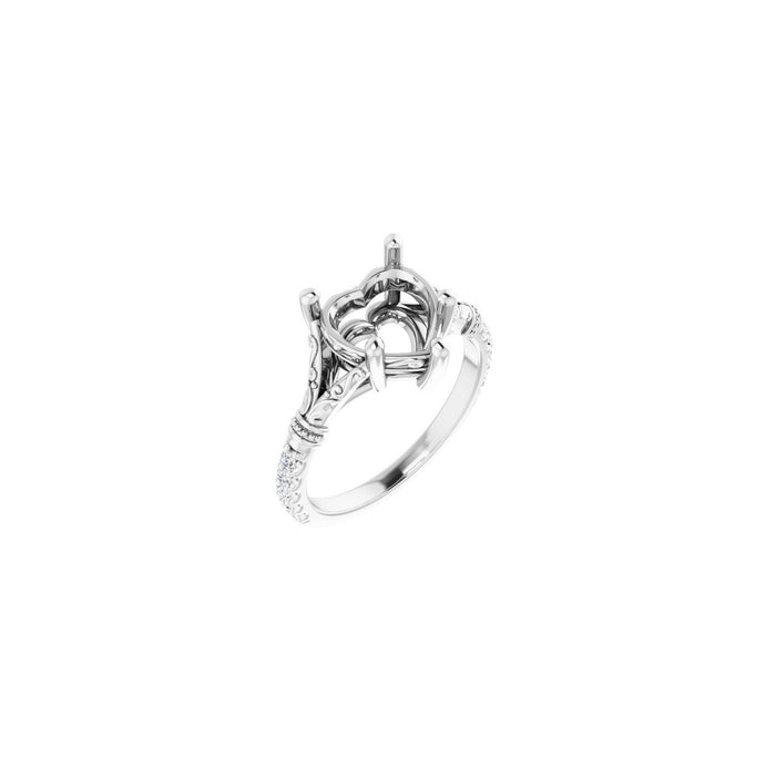 Platinum 9x9 mm Heart 1/6 CTW Lab-Grown Diamond Semi-Set Engagement Ring