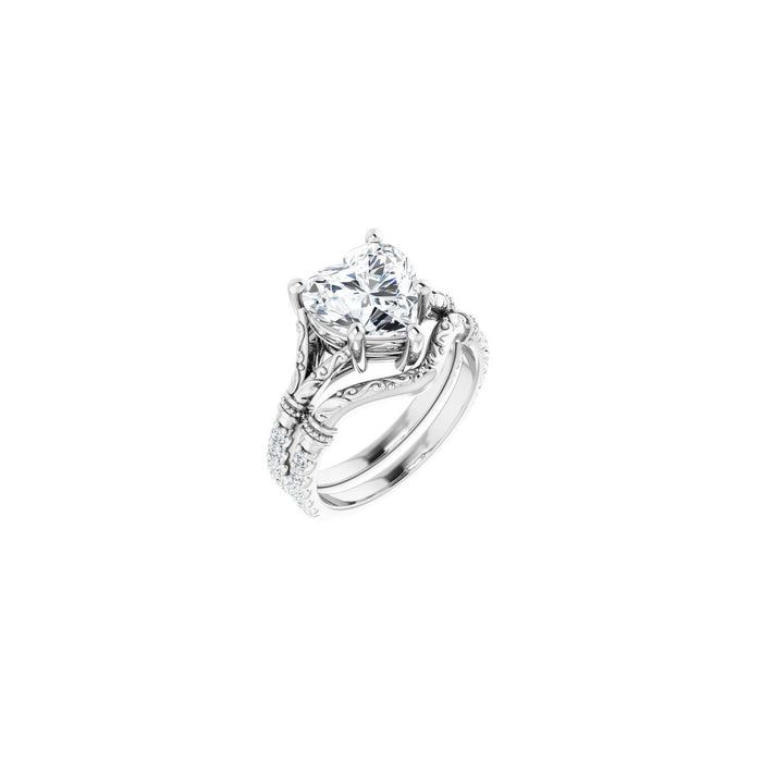 Platinum 9x9 mm Heart 1/6 CTW Lab-Grown Diamond Semi-Set Engagement Ring