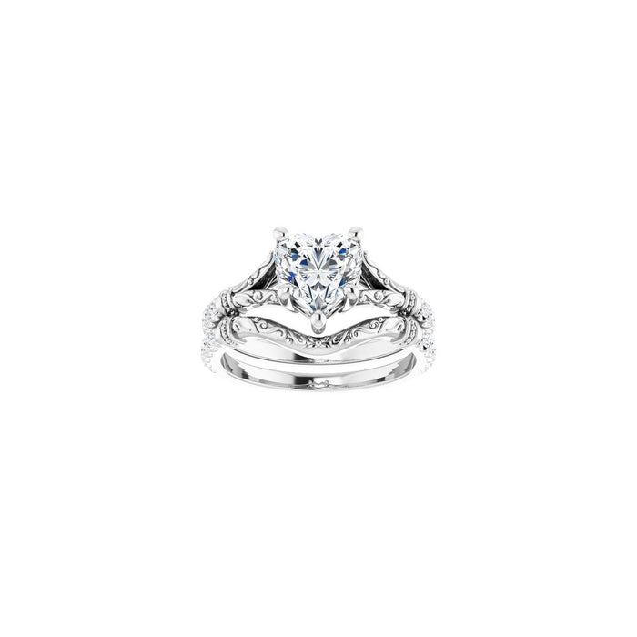 14K White Gold 7x7 mm Heart 1/6 CTW Lab-Grown Diamond Semi-Set Engagement Ring