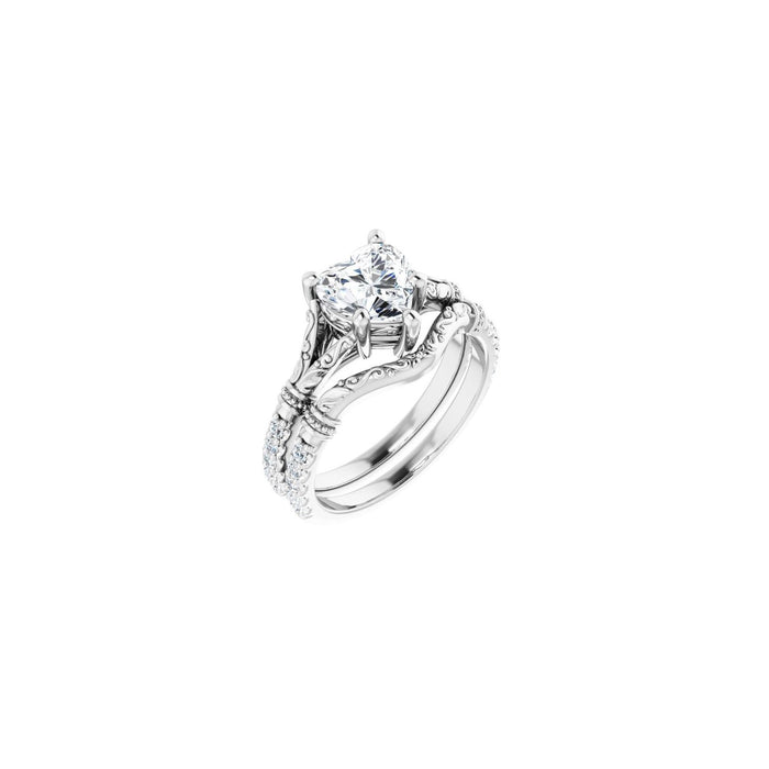 14K White Gold 7x7 mm Heart 1/6 CTW Lab-Grown Diamond Semi-Set Engagement Ring