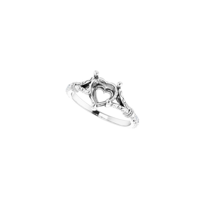 14K White Gold 7x7 mm Heart 1/6 CTW Lab-Grown Diamond Semi-Set Engagement Ring