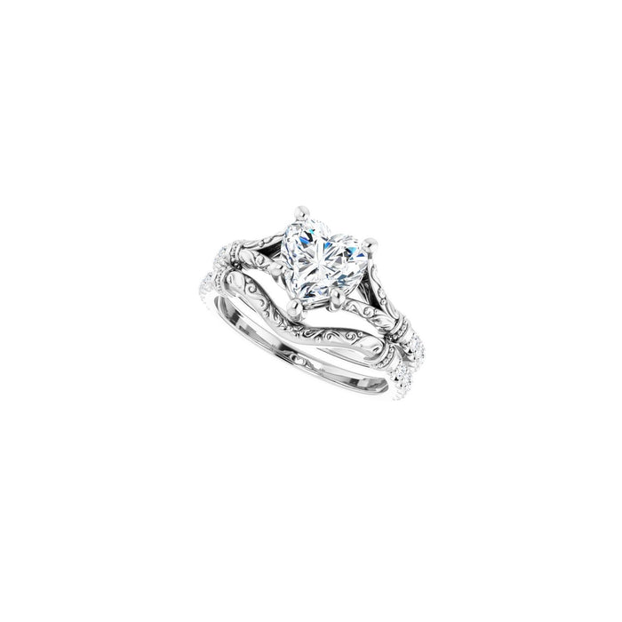 14K White Gold 7x7 mm Heart 1/6 CTW Lab-Grown Diamond Semi-Set Engagement Ring