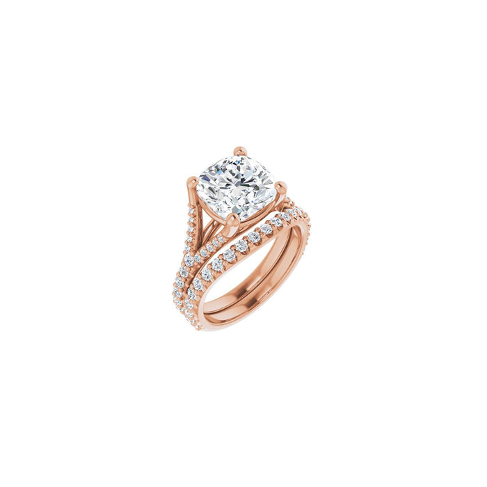 14K Rose Gold 9x9 mm Cushion 3/8 CTW Lab-Grown Semi-Set Engagement Ring