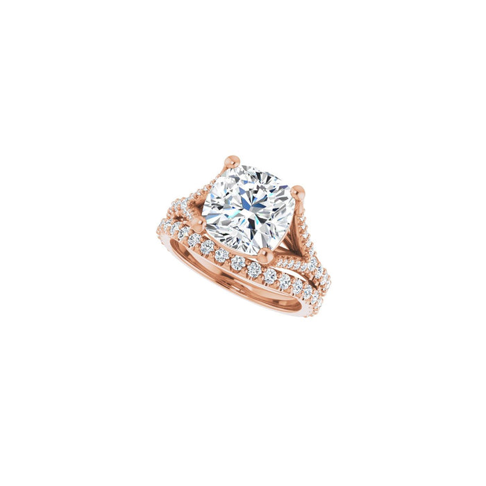 14K Rose Gold 9x9 mm Cushion 3/8 CTW Lab-Grown Semi-Set Engagement Ring