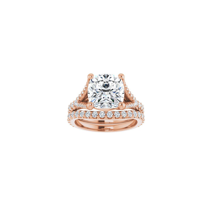 14K Rose Gold 9x9 mm Cushion 3/8 CTW Lab-Grown Semi-Set Engagement Ring