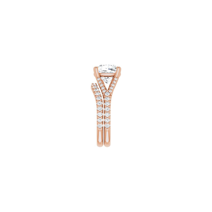 14K Rose Gold 9x9 mm Cushion 3/8 CTW Lab-Grown Semi-Set Engagement Ring