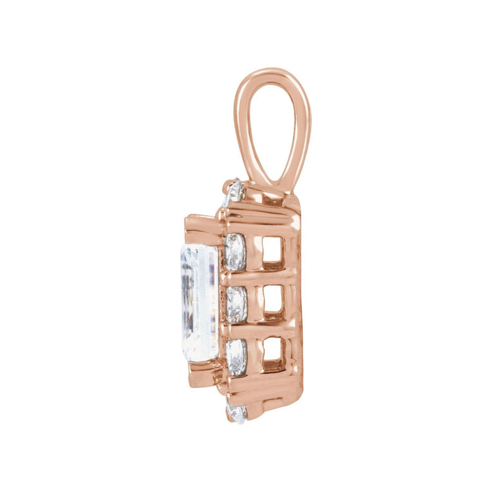 14K Rose Gold 1 1/2 CTW Lab-Grown Diamond Halo-Style Pendant