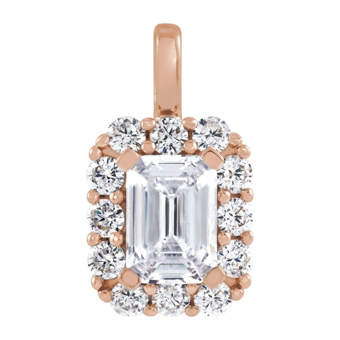 14K Rose Gold 1 1/2 CTW Lab-Grown Diamond Halo-Style Pendant