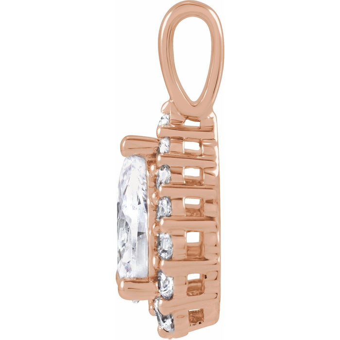 14K Rose Gold 1 1/2 CTW Lab-Grown Diamond Halo-Style Pendant