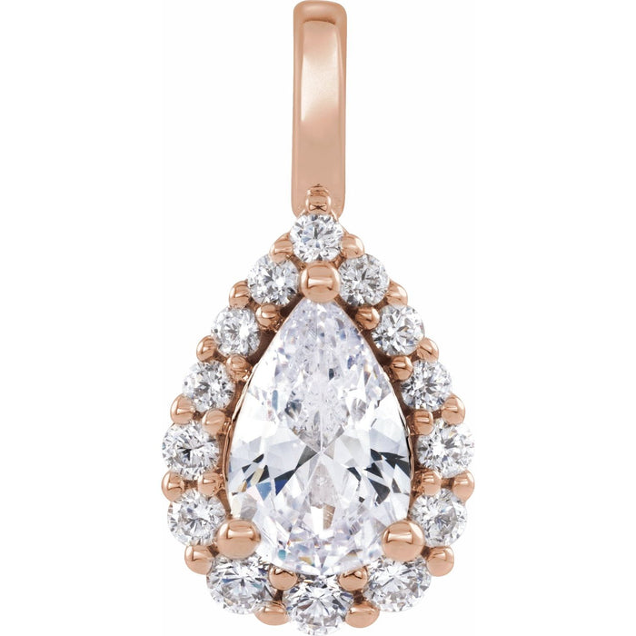 14K Rose Gold 1 1/2 CTW Lab-Grown Diamond Halo-Style Pendant