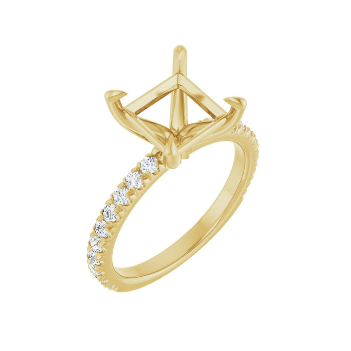 14K Yellow Gold 7.5x7.5 mm Square 1/2 CTW Lab-Grown Diamond Semi-Set Engagement Ring