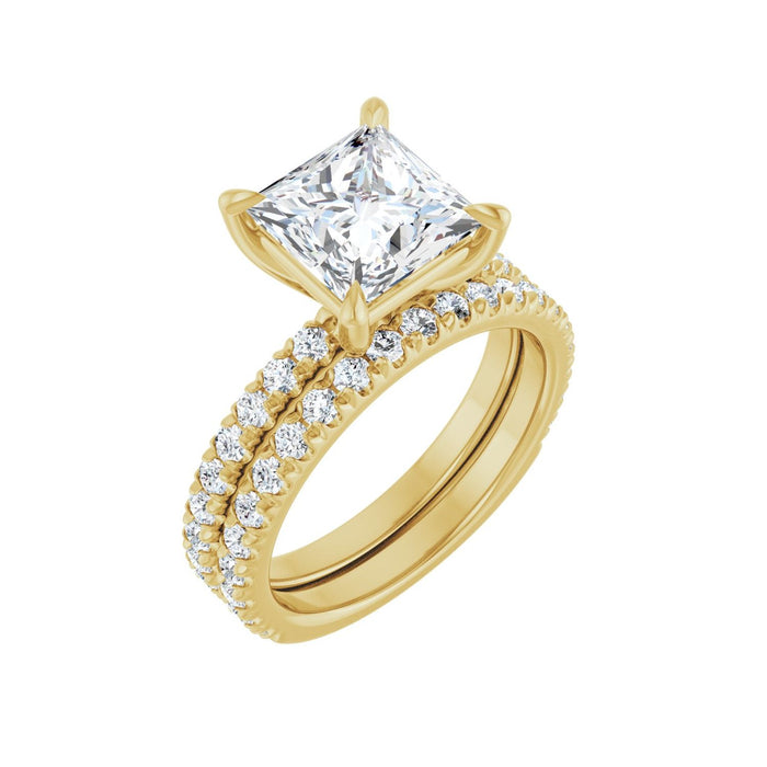 14K Yellow Gold 7.5x7.5 mm Square 1/2 CTW Lab-Grown Diamond Semi-Set Engagement Ring