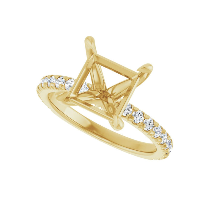 14K Yellow Gold 7.5x7.5 mm Square 1/2 CTW Lab-Grown Diamond Semi-Set Engagement Ring