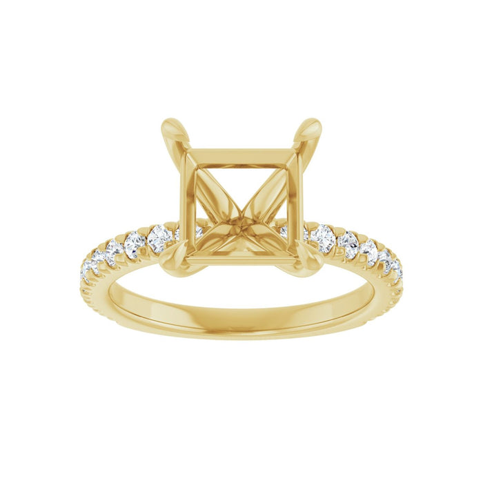 14K Yellow Gold 7.5x7.5 mm Square 1/2 CTW Lab-Grown Diamond Semi-Set Engagement Ring