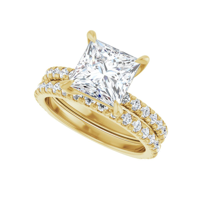 14K Yellow Gold 7.5x7.5 mm Square 1/2 CTW Lab-Grown Diamond Semi-Set Engagement Ring