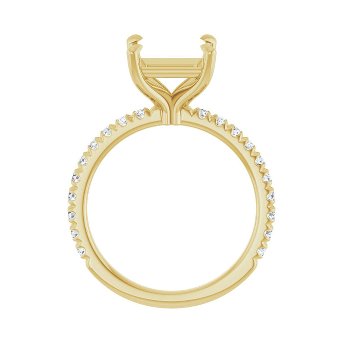14K Yellow Gold 7.5x7.5 mm Square 1/2 CTW Lab-Grown Diamond Semi-Set Engagement Ring