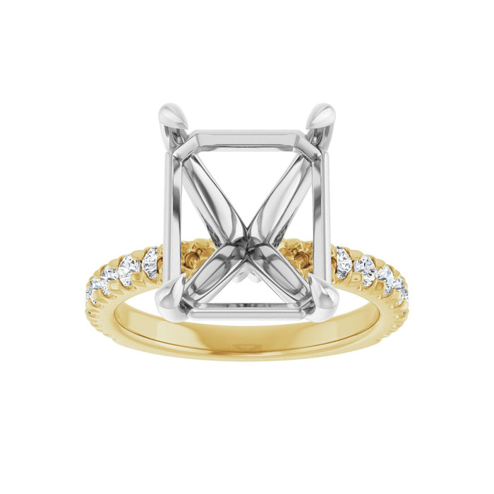 14K Yellow/White Gold 12x10 mm Emerald 1/2 CTW Lab-Grown Diamond Semi-Set Engagement Ring