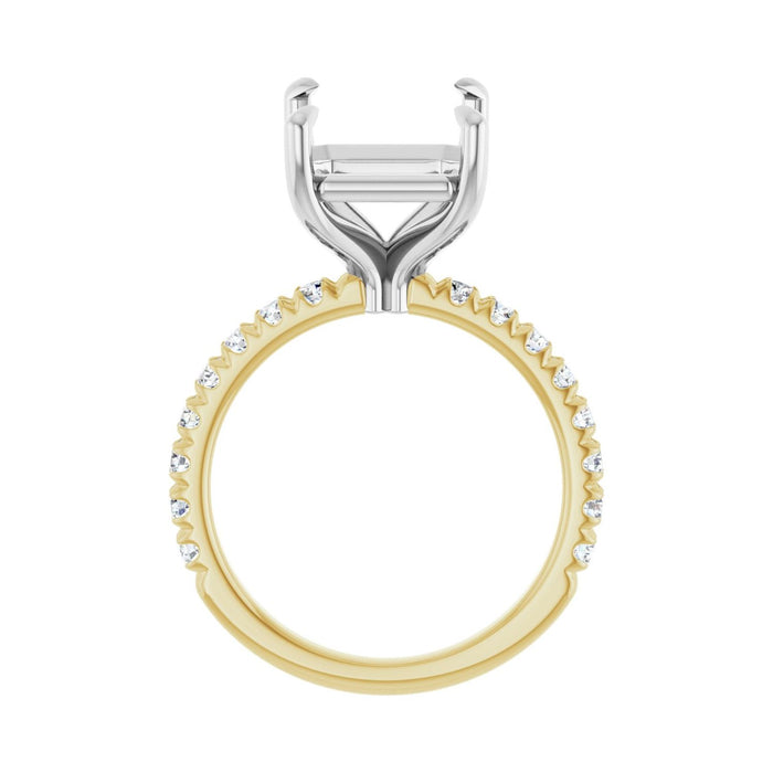 14K Yellow/White Gold 12x10 mm Emerald 1/2 CTW Lab-Grown Diamond Semi-Set Engagement Ring