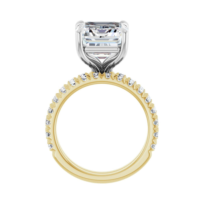 14K Yellow/White Gold 12x10 mm Emerald 1/2 CTW Lab-Grown Diamond Semi-Set Engagement Ring