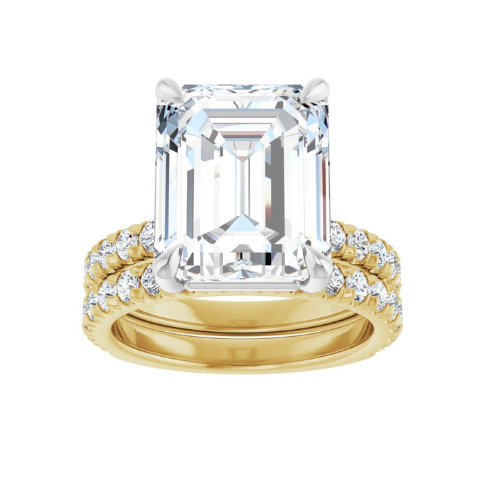 14K Yellow/White Gold 12x10 mm Emerald 1/2 CTW Lab-Grown Diamond Semi-Set Engagement Ring