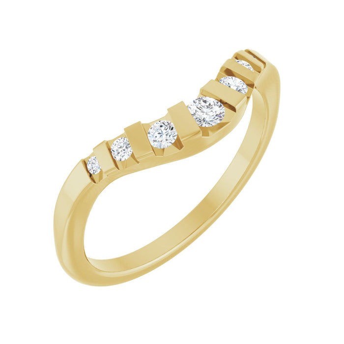 14K Yellow Gold Round 1/6 CTW Lab-Grown Diamond Channel-Set Contour Band