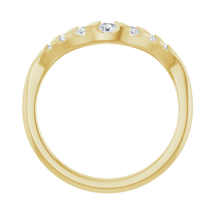 14K Yellow Gold Round 1/6 CTW Lab-Grown Diamond Channel-Set Contour Band