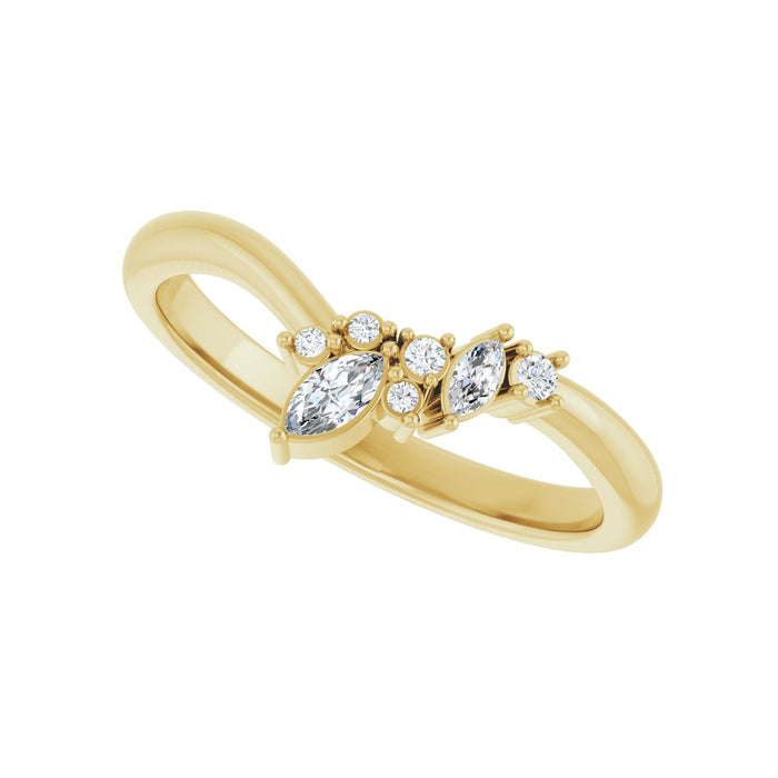 14K Yellow Gold 1/8 CTW Lab-Grown Diamond Contour Band