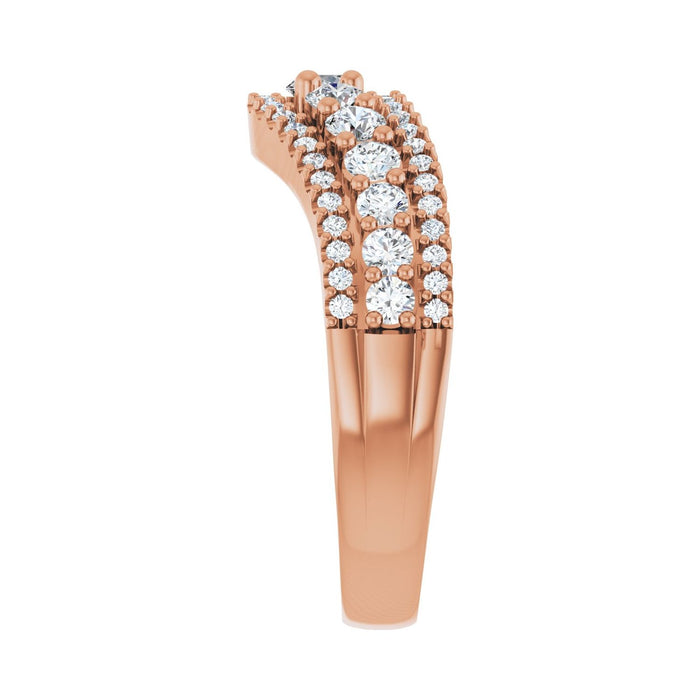 14K Rose Gold 1 CTW Lab-Grown Diamond Accented Contour Band