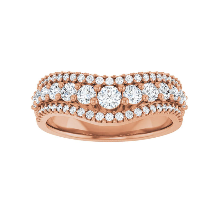 14K Rose Gold 1 CTW Lab-Grown Diamond Accented Contour Band