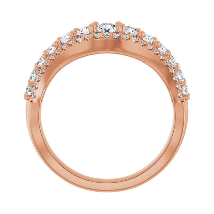 14K Rose Gold 1 CTW Lab-Grown Diamond Accented Contour Band